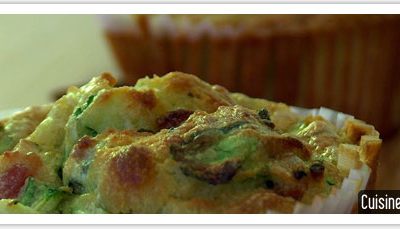 Muffins salés sans gluten à la courgette, fêta, lardon