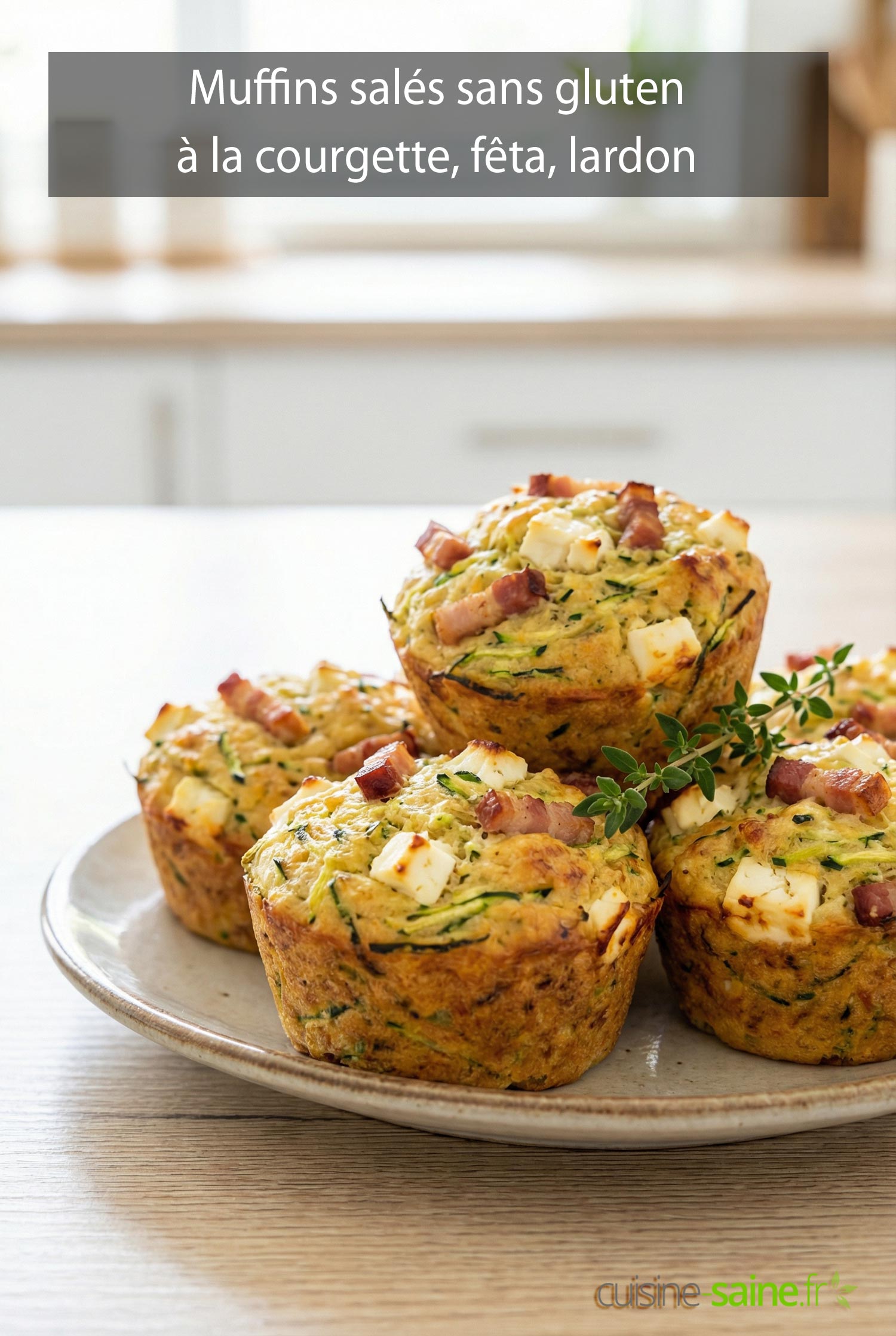 Muffins salés sans gluten à la courgette, fêta, lardon