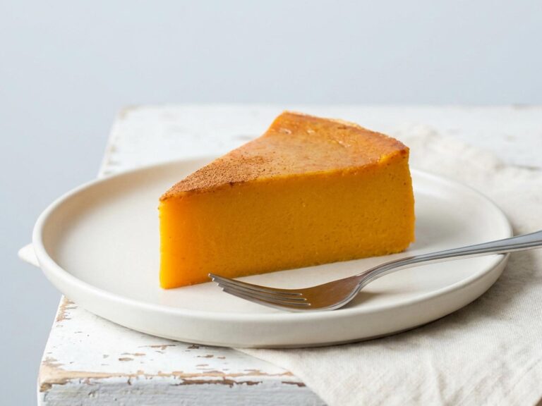 Part de flan à la courge butternut sans gluten ni lactose, texture lisse et fondante