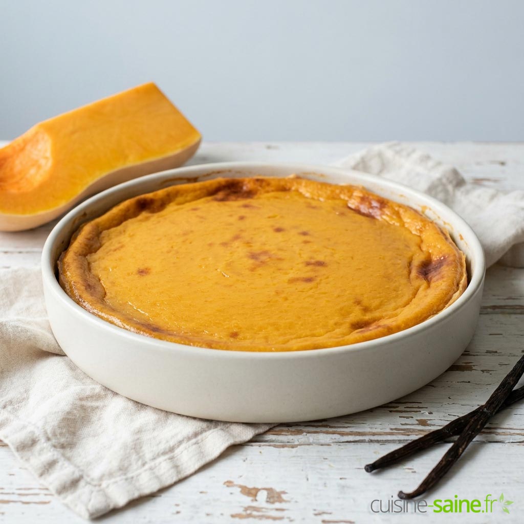 Recette de flan à la courge butternut sans gluten ni lactose, à la vanille