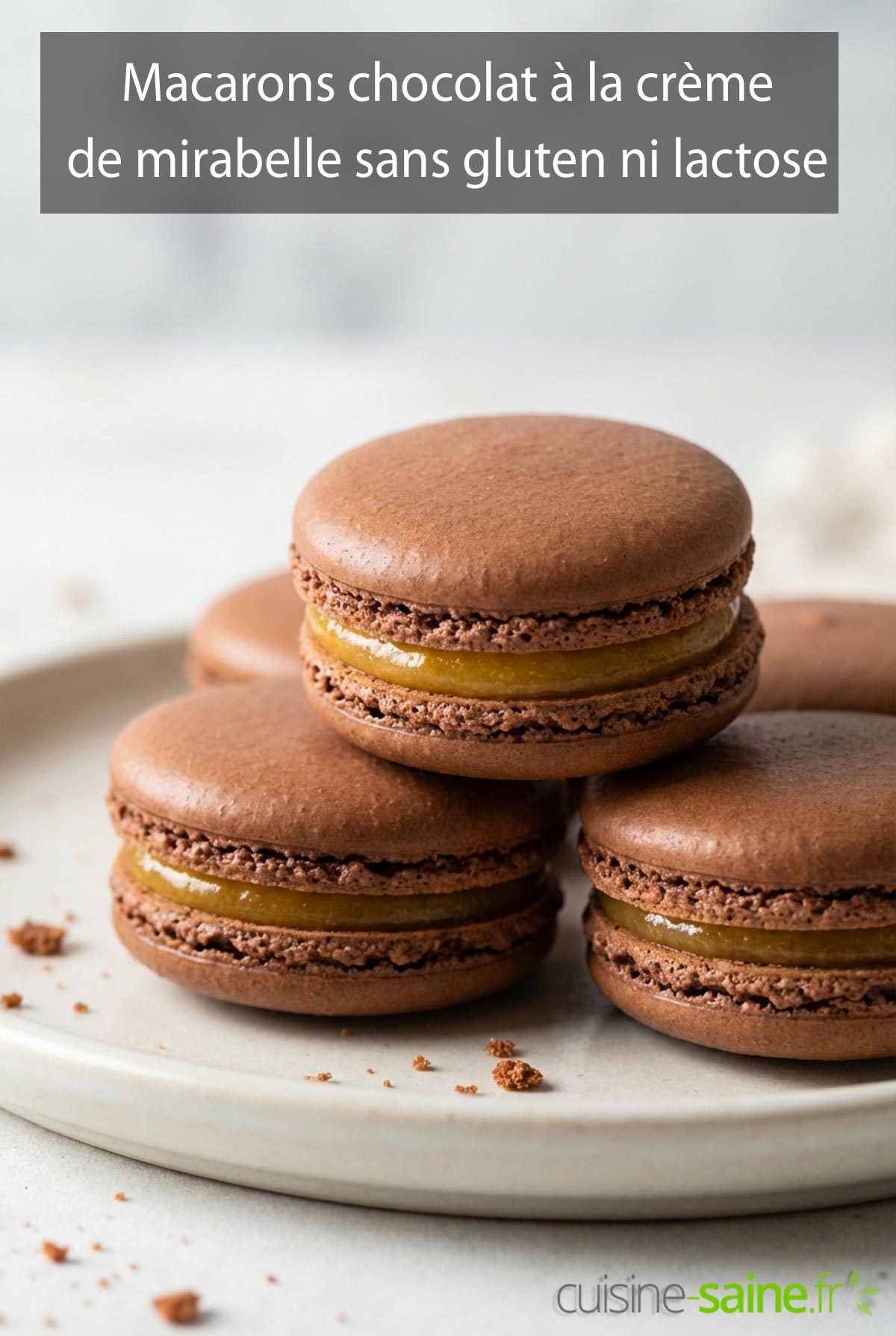 Macarons chocolat à la crème de mirabelle sans gluten ni lactose