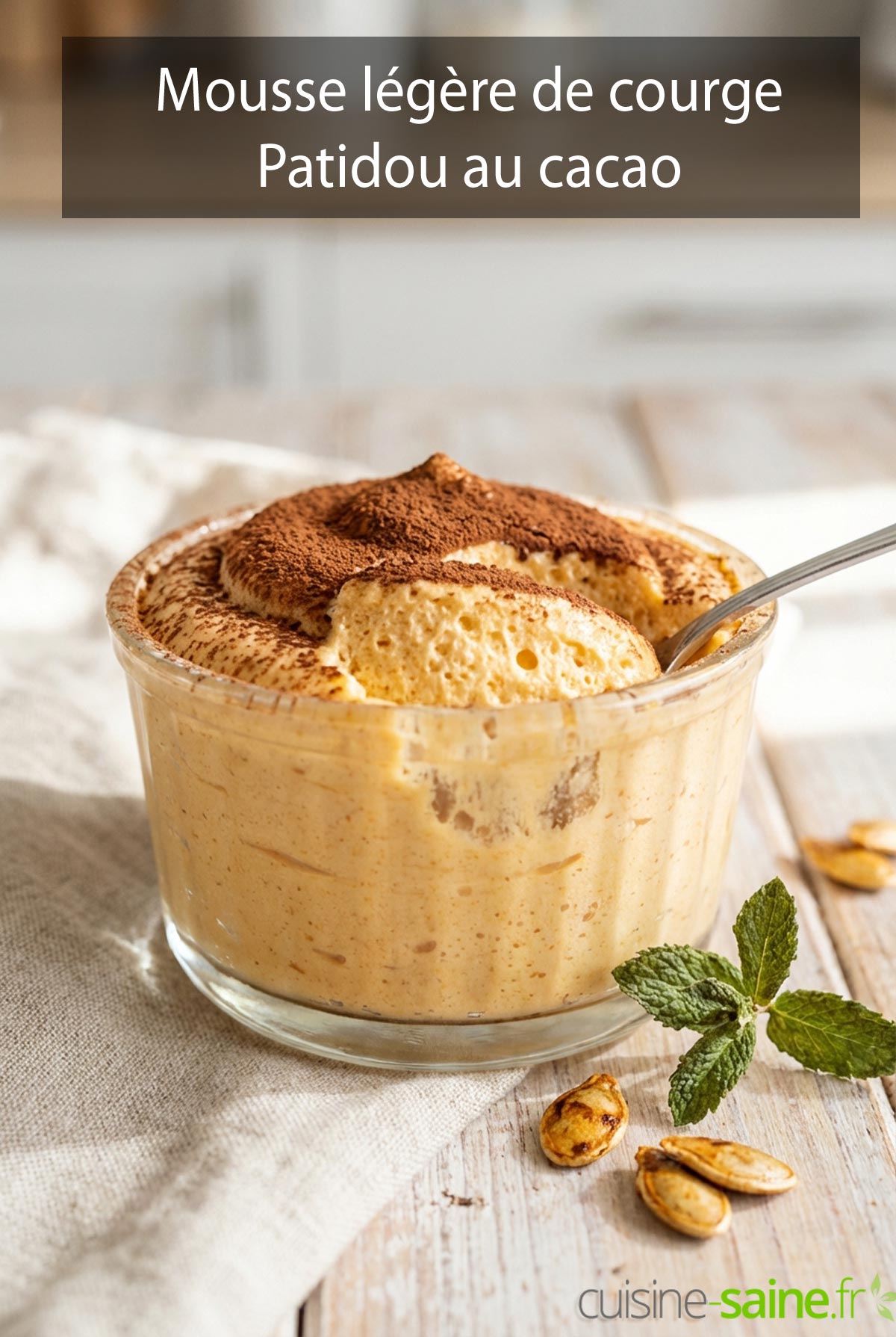 Mousse légère de courge Patidou au cacao