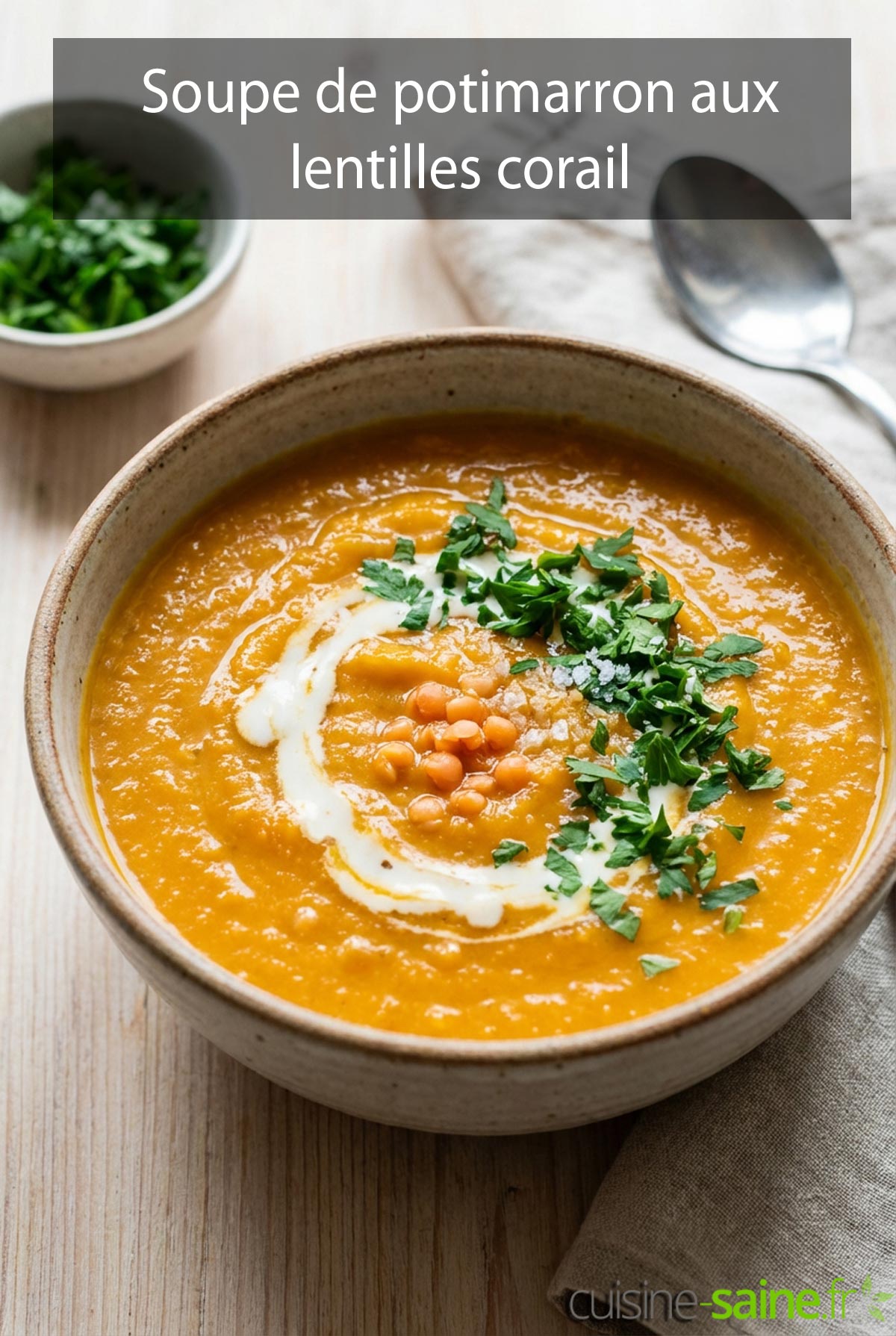 Soupe de potimarron aux lentilles