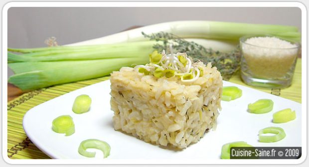 Recette sans gluten : risotto aux poireaux et thym