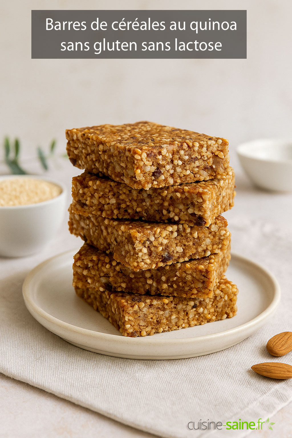 Barres de céréales au quinoa sans gluten sans lactose