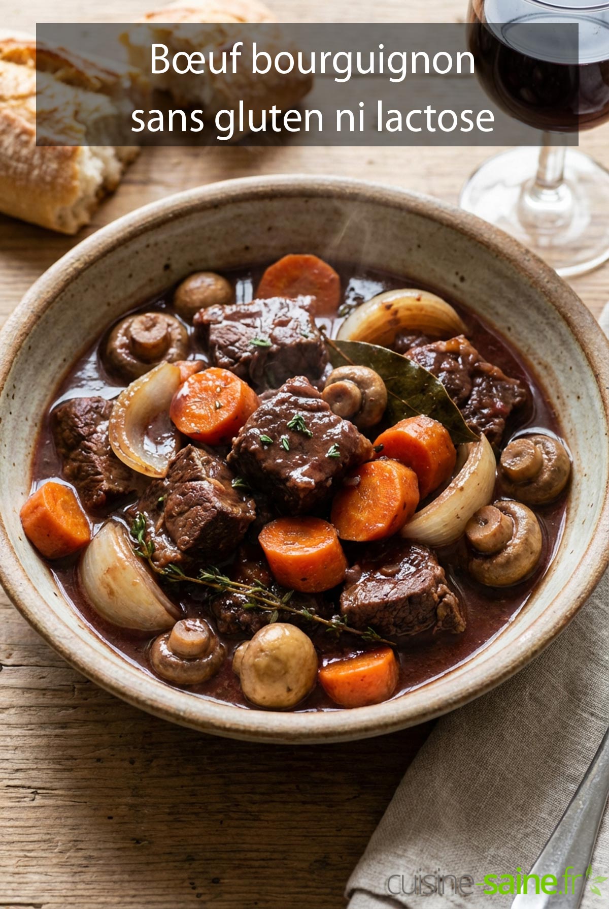 Bœuf bourguignon sans gluten ni lactose