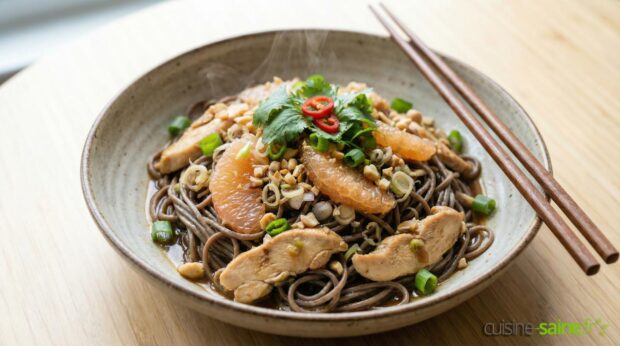 Poulet à la citronnelle et soba sans gluten sans lactose