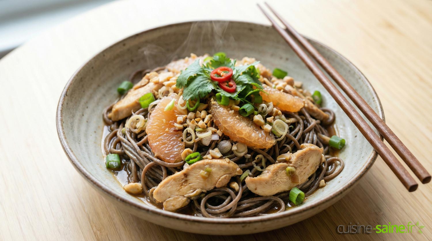 Poulet à la citronnelle et soba sans gluten sans lactose