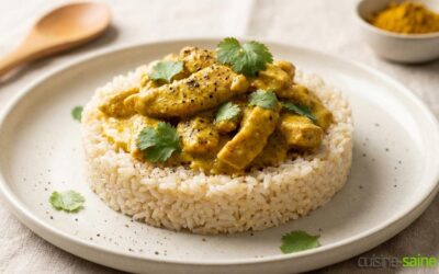 Émincé de dinde crémeux au curry et curcuma