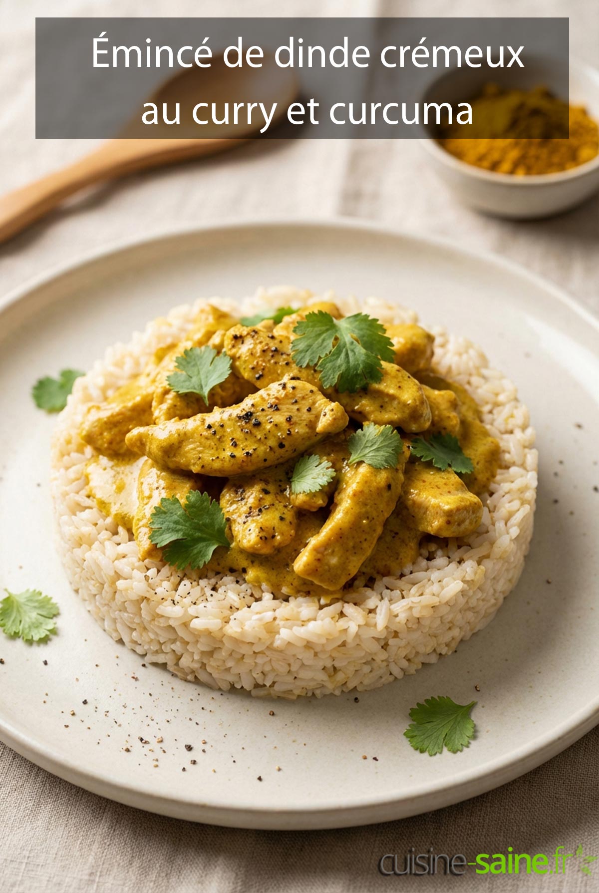 Émincé de dinde crémeux au curry et curcuma