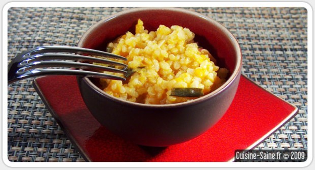 Recette bio facile : risotto de potimarron aux cébettes
