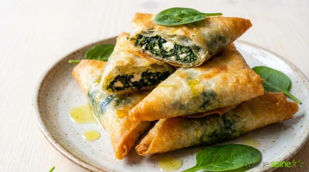 Samoussas croustillants aux épinards et deux chèvres (sans gluten)