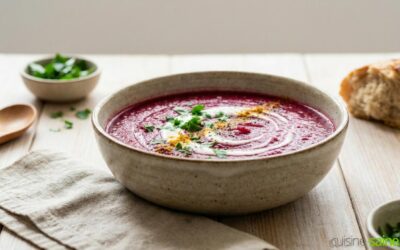 Soupe de chou rouge au curcuma