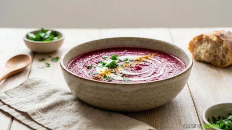 Soupe de chou rouge au curcuma