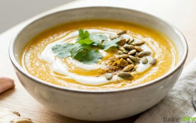 Soupe de potiron et carotte au gingembre sans gluten ni lactose