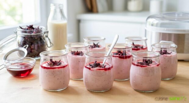 Recette de yaourts maison à l'hibiscus