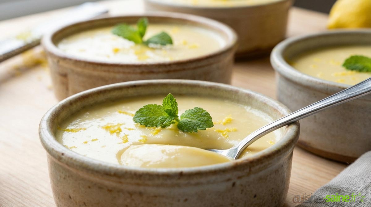 Petites crèmes onctueuses au citron et à l'amande sans lactose