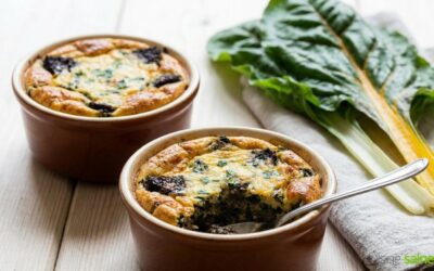 Petits flans de boudin noir aux feuilles de blettes sans gluten ni lactose