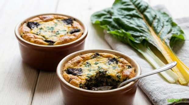 flans de boudin noir aux feuilles de blettes sans gluten ni lactose