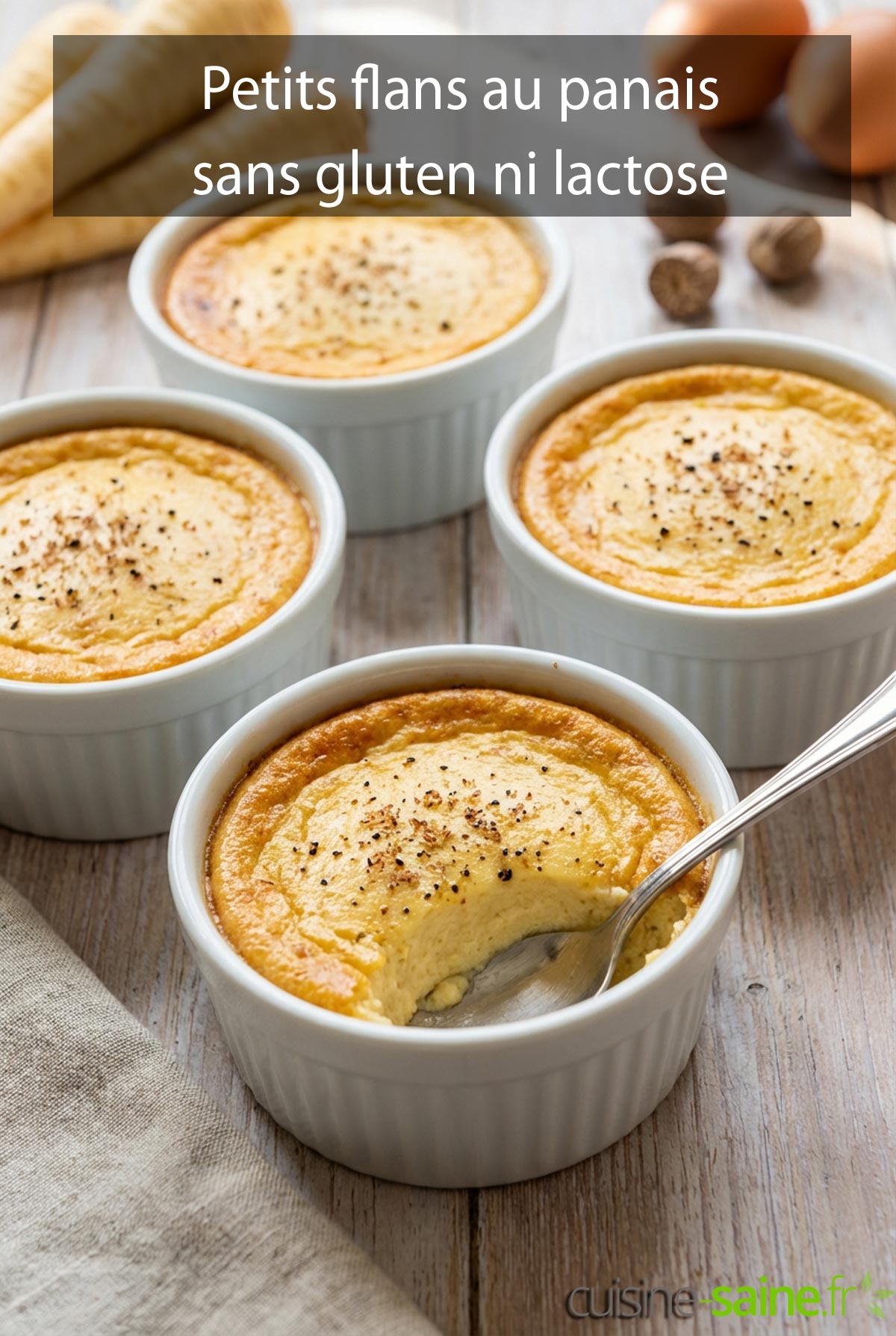Petits flans mousseux au panais sans gluten ni lactose