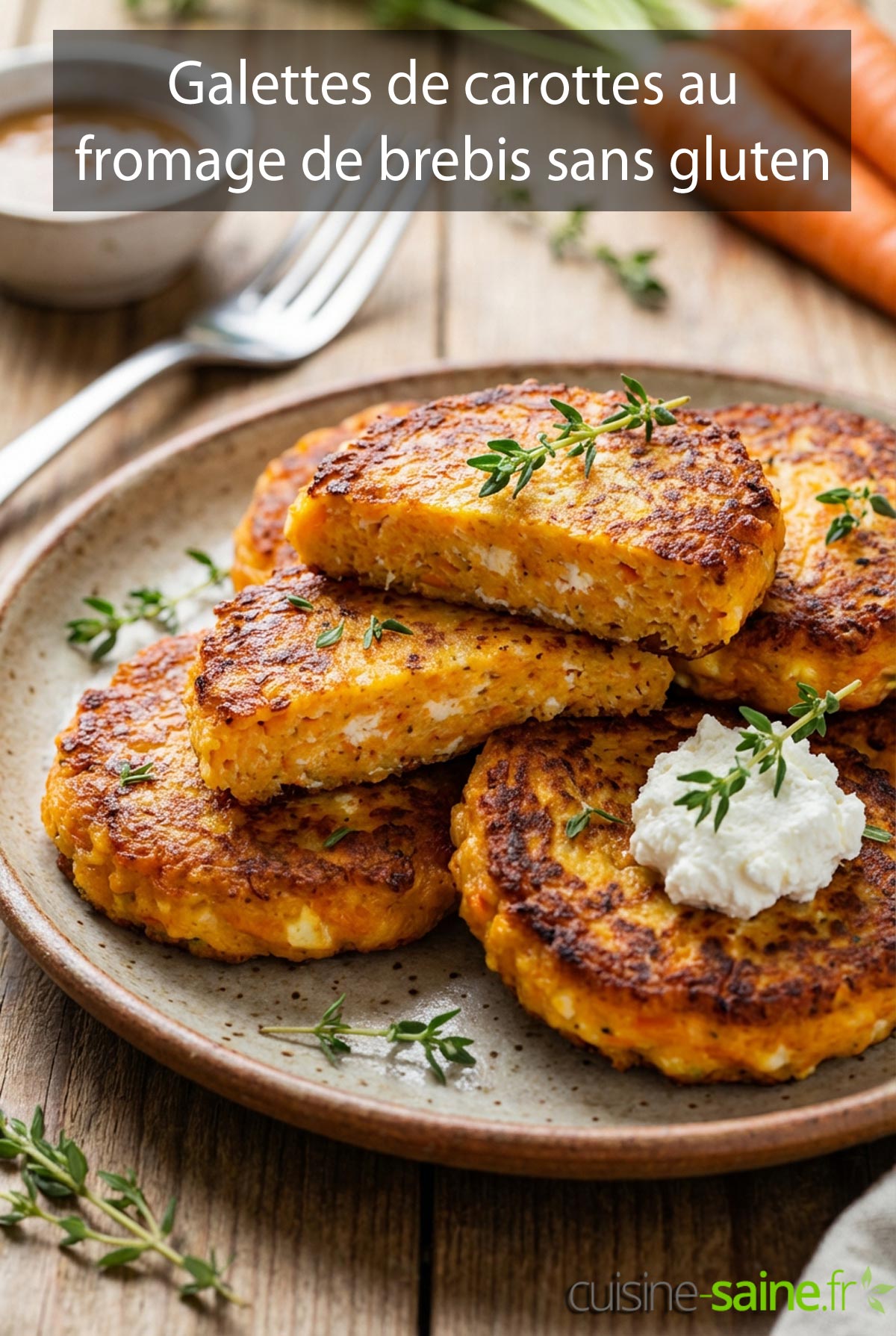 Galettes de carottes au fromage de brebis frais sans gluten