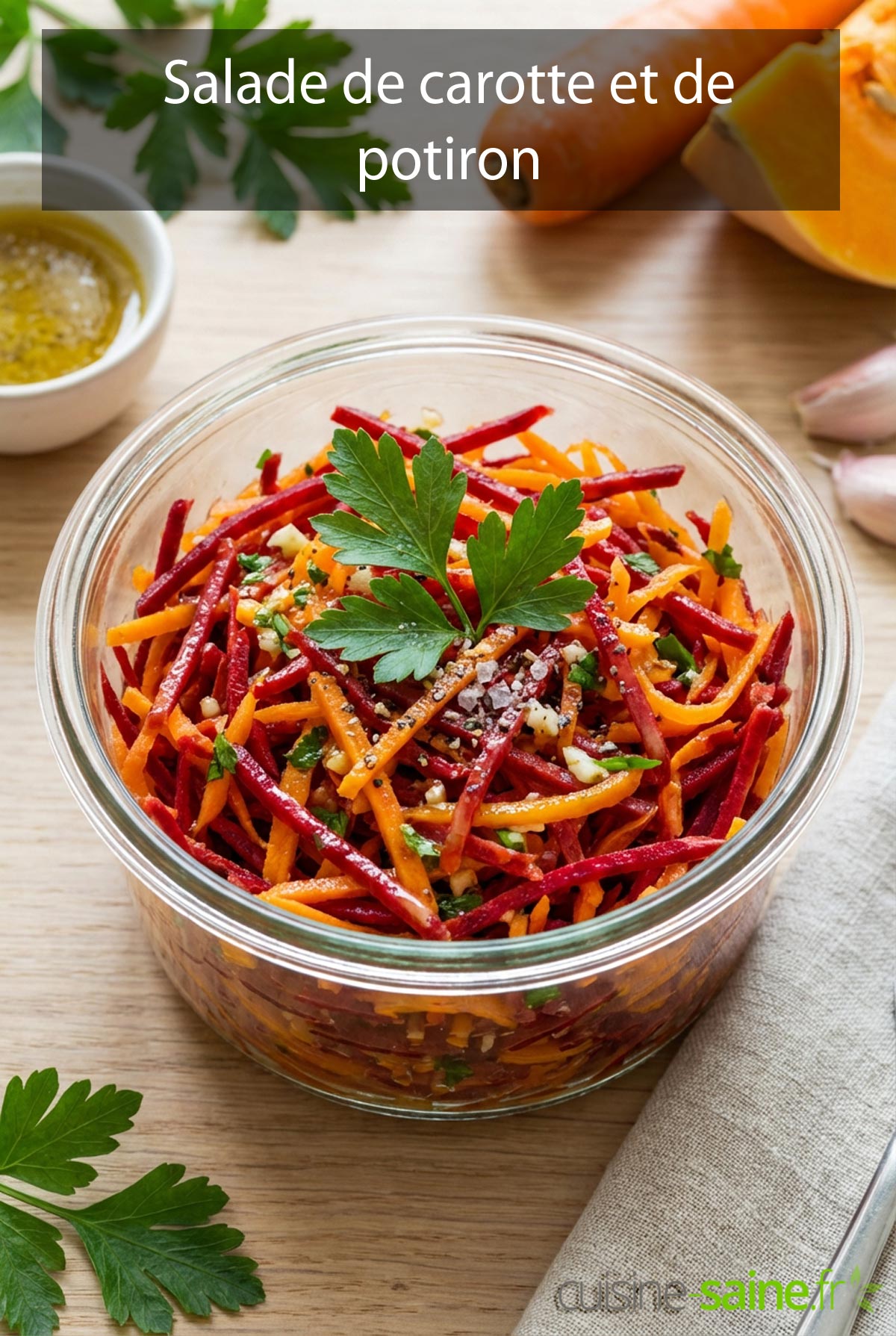 Salade de carotte et de potiron sans gluten ni lactose