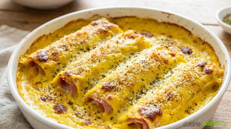 Gratin de céleri-rave au jambon, sauce onctueuse au curcuma