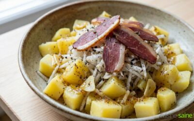 Salade pommes de terre et radis noir au magret de canard