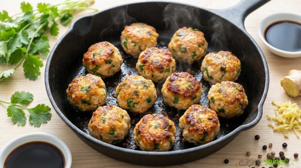 Boulettes de poulet express au gingembre et à la coriandre