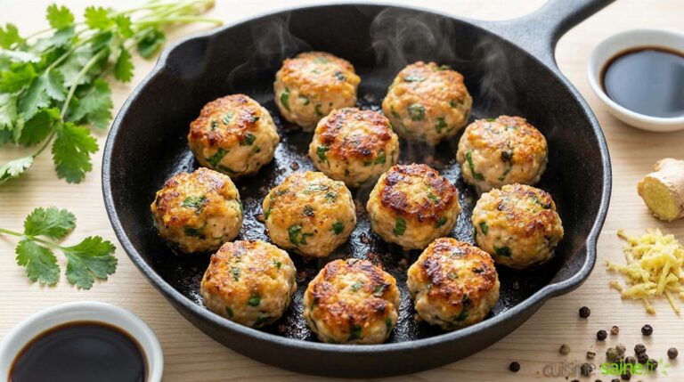 Boulettes de poulet express au gingembre et à la coriandre