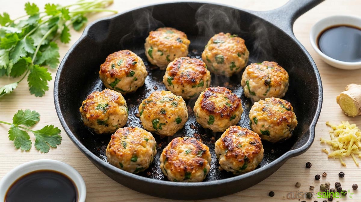 Boulettes de poulet express au gingembre et à la coriandre