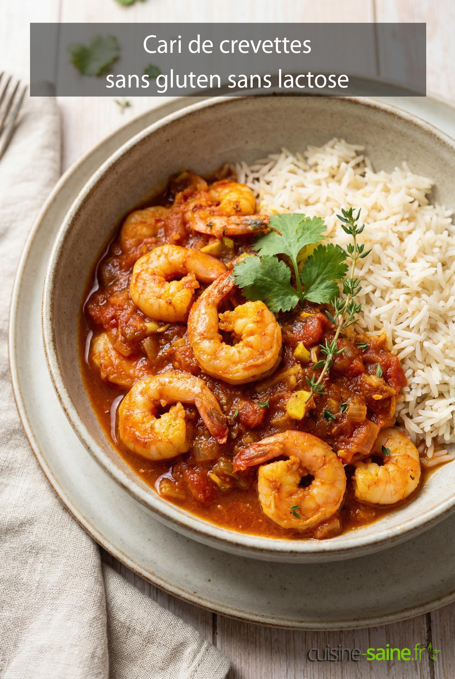 Cari de crevettes sans gluten sans lactose