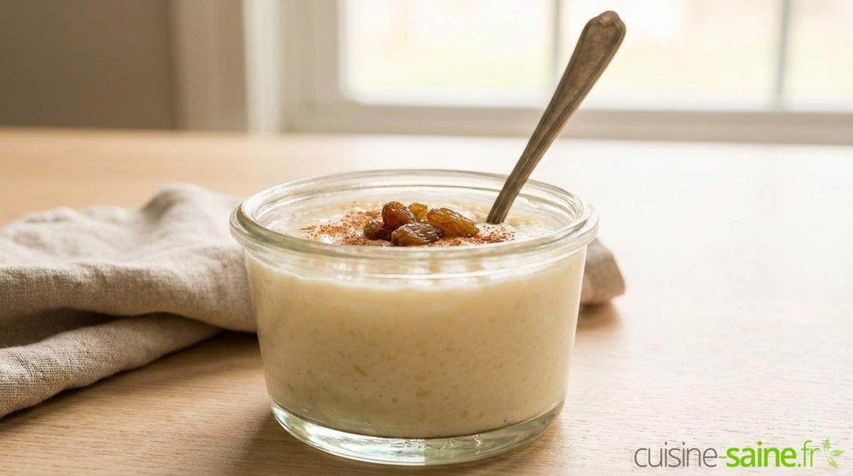 Semoule de riz onctueuse au lait d&rsquo;amande et raisins secs