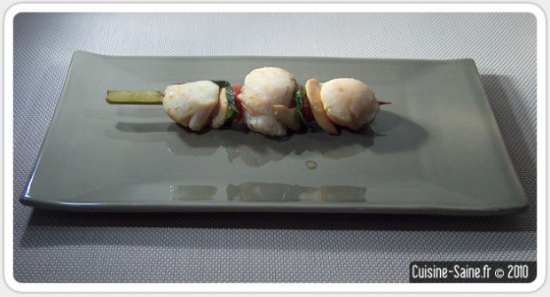 Recette sans gluten : brochettes de noix de Saint Jacques