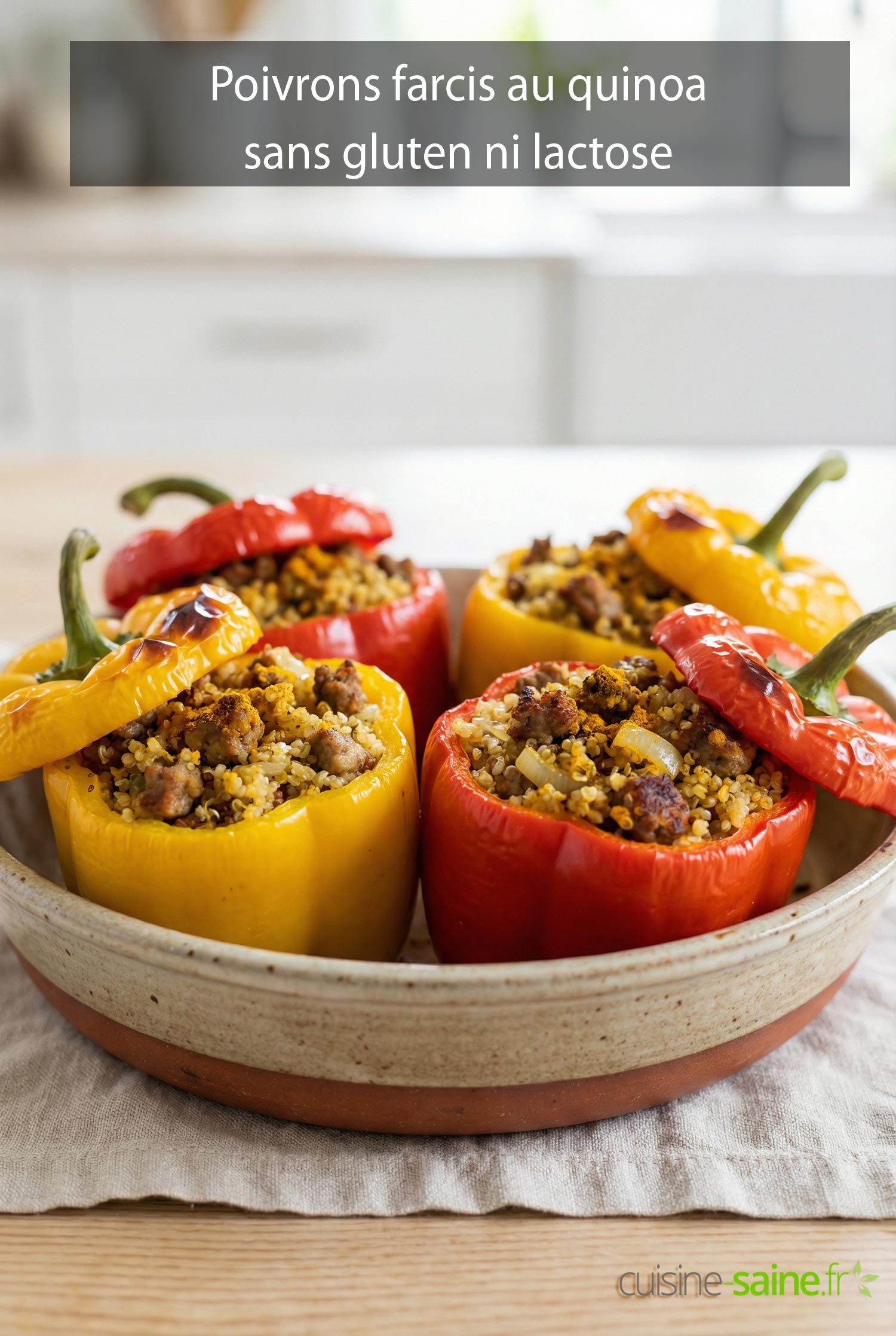 Poivrons farcis au quinoa sans gluten ni lactose