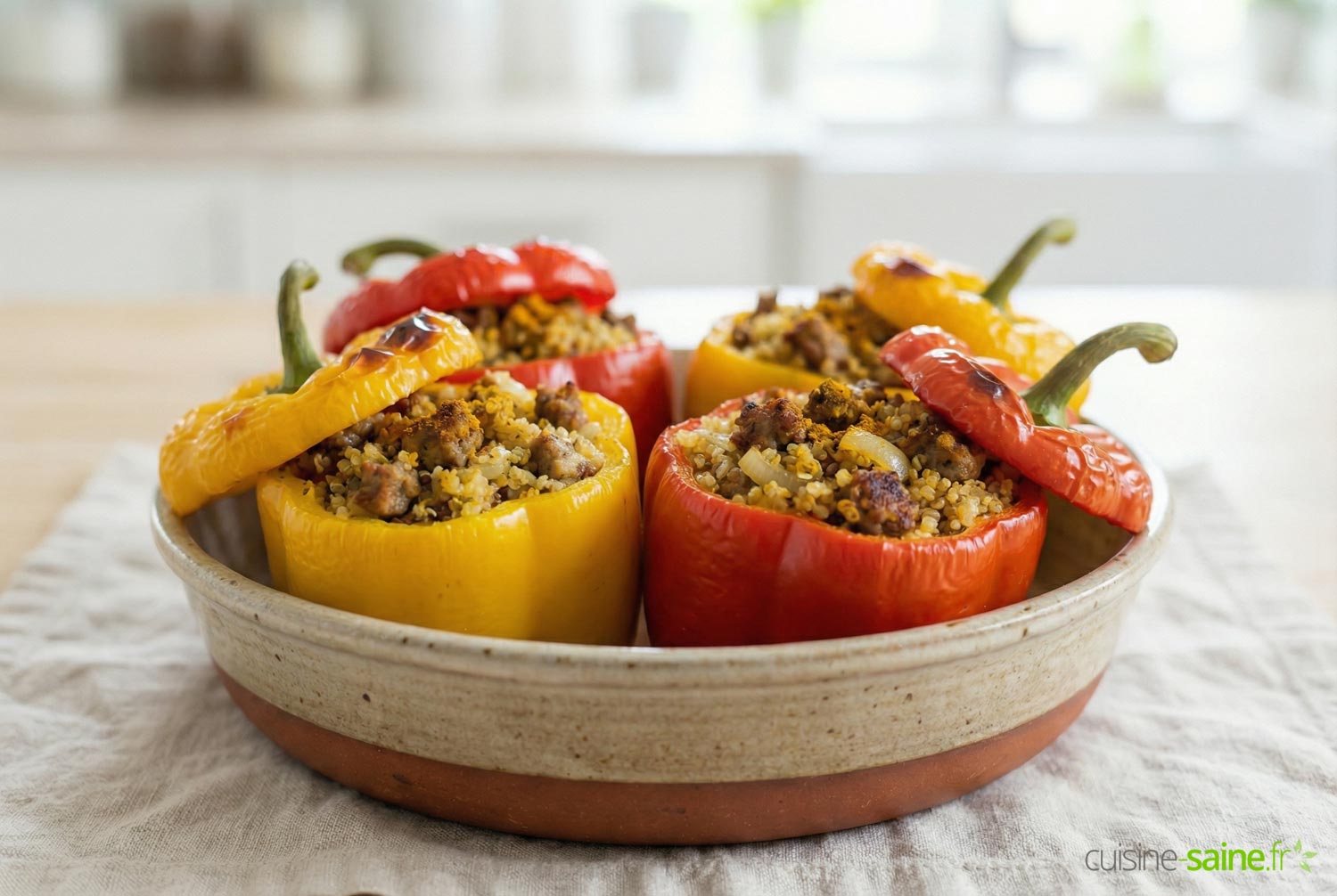 Poivrons farcis au quinoa sans gluten ni lactose