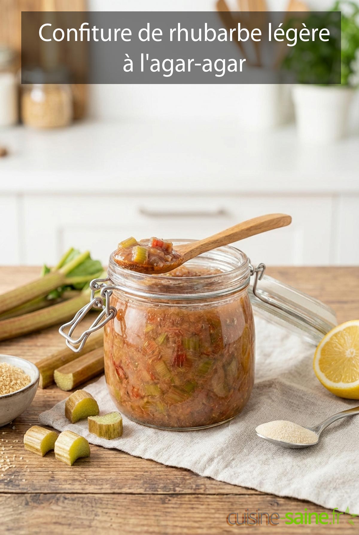 Confiture de rhubarbe légère à l'agar-agar