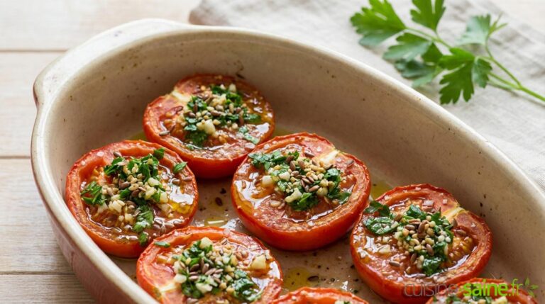Tomates provençales au gomasio et graines de lin