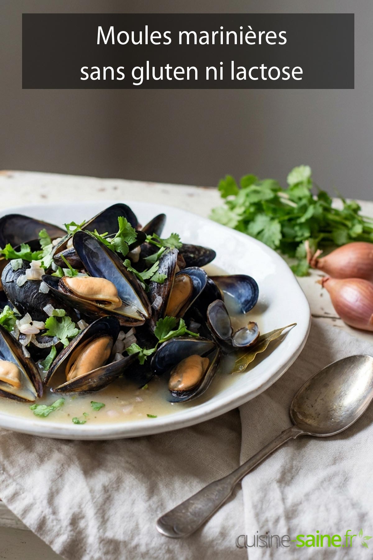 Moules marinières au vin blanc et à la coriandre, sans gluten ni lactose