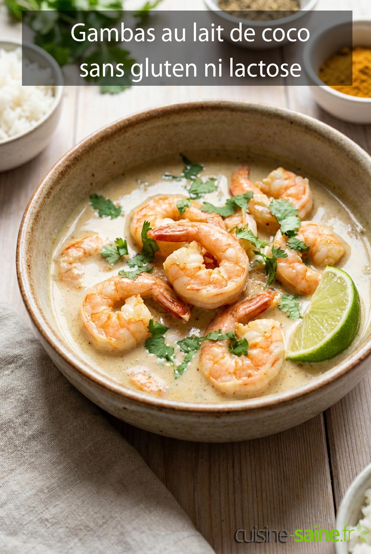 Gambas au lait de coco sans gluten ni lactose