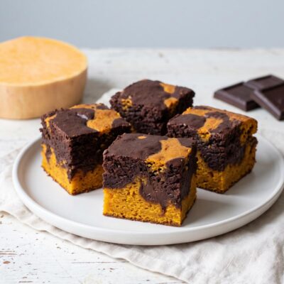 Carrés de gâteau chocolat butternut marbré, sans gluten ni lactose