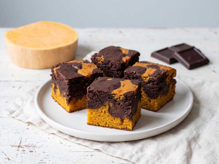 Carrés de gâteau chocolat butternut marbré, sans gluten ni lactose