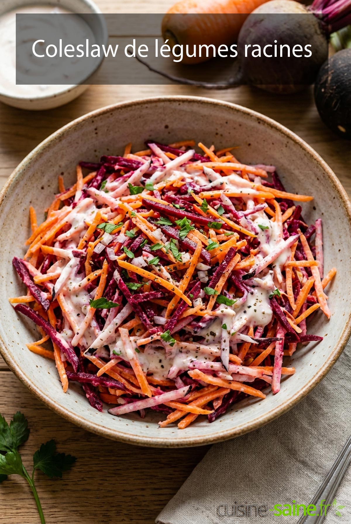 Coleslaw de légumes racines