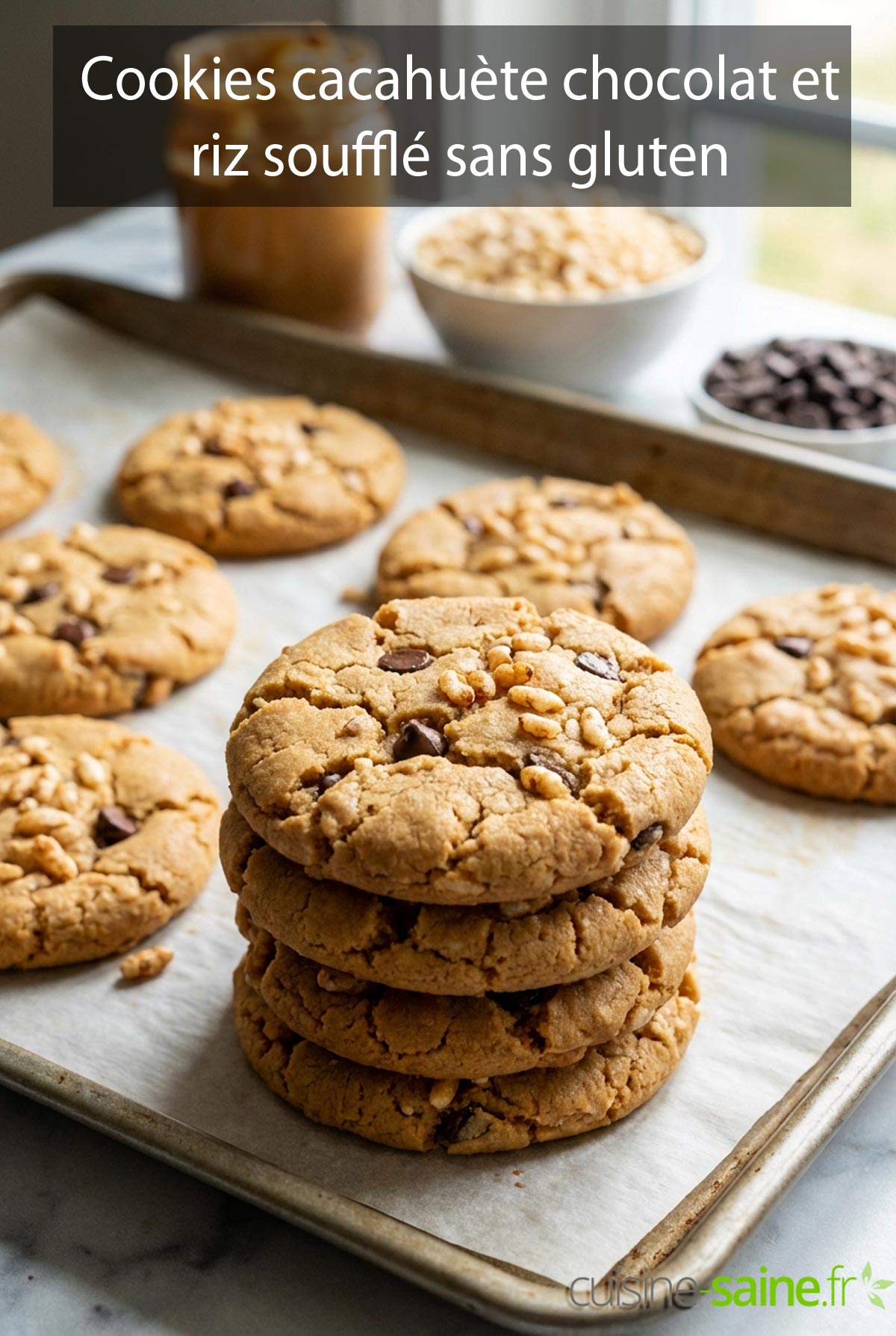 Cookies cacahuète chocolat et riz soufflé sans gluten