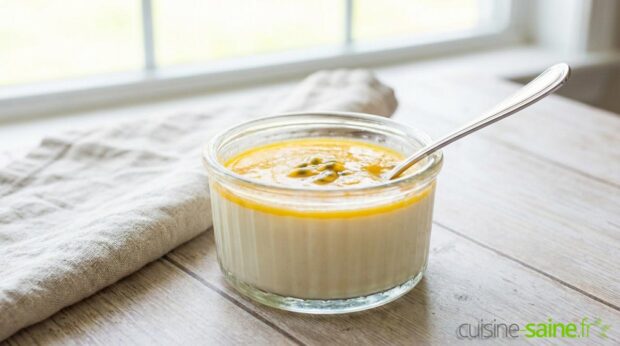 Panna cotta légère à l'amande et son coulis passion au Champagne