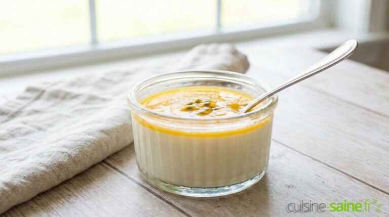 Panna cotta légère à l'amande et son coulis passion au Champagne