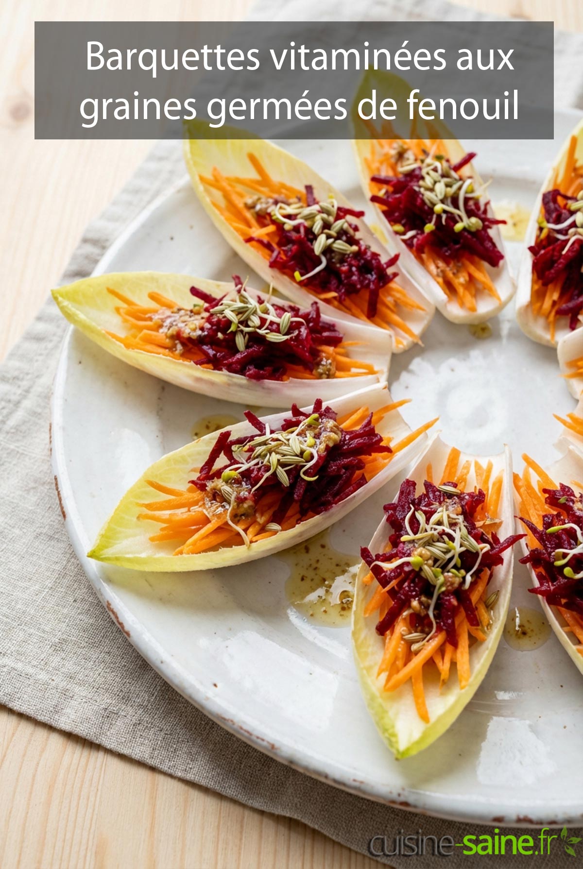 Barquettes d'endive aux graines germées de fenouil