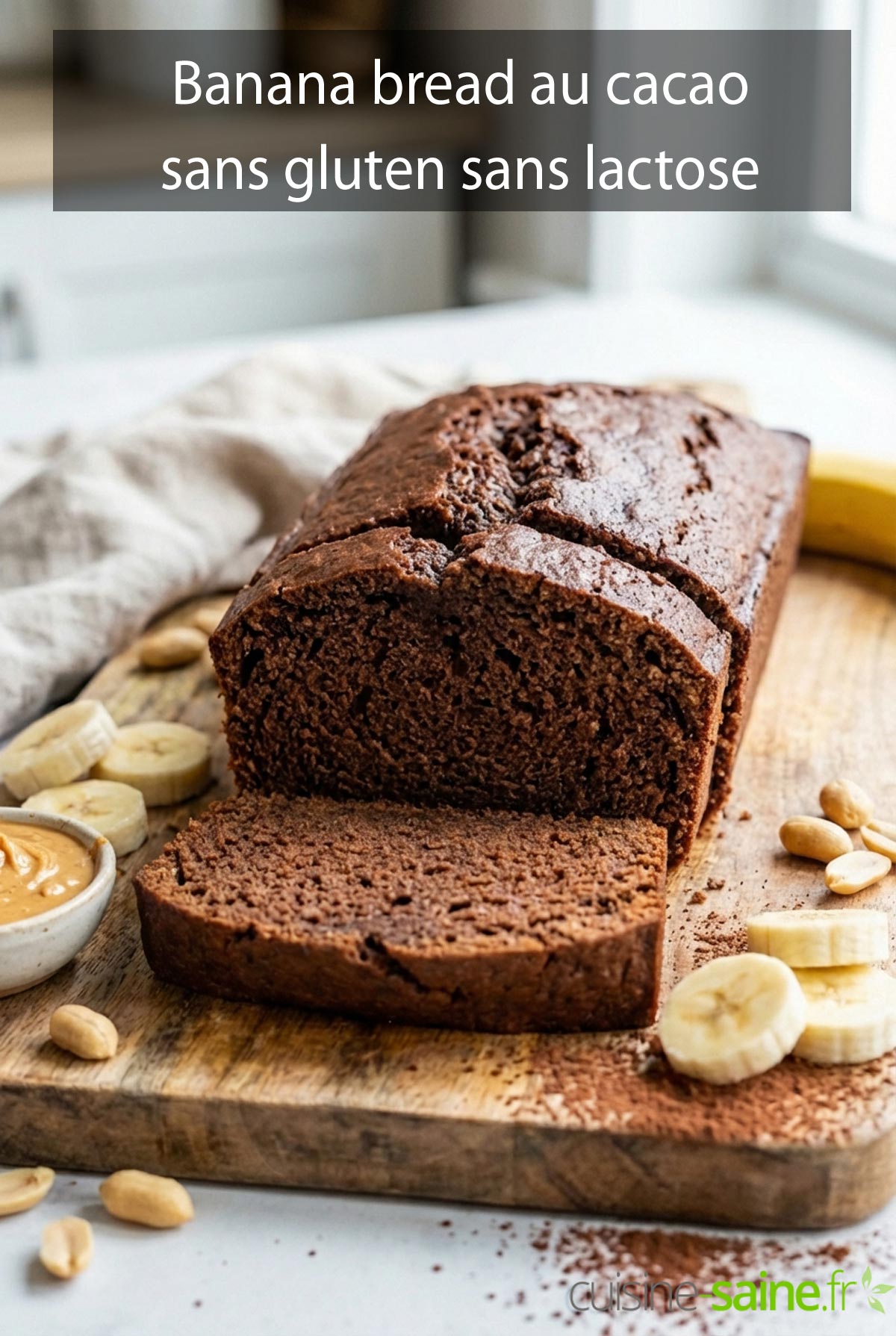 Banana bread au cacao et cacahuète sans gluten sans lactose