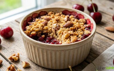 Crumble aux cerises sans gluten sans lactose