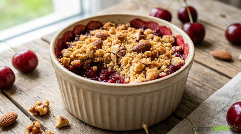 Crumble aux cerises sans gluten sans lactose